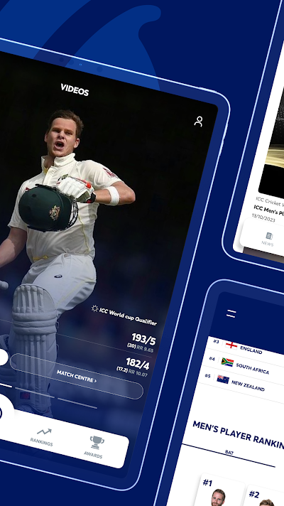ICC Official app match centre screen